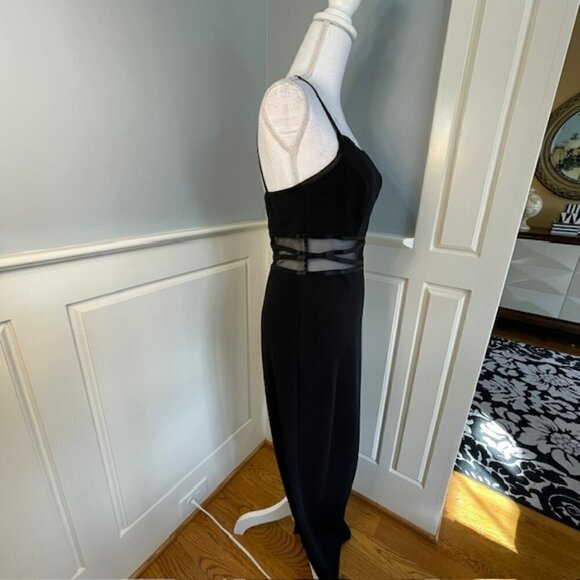 Vintage Dress 90s Y2K Mesh Black Cut Out Long Formal Minimalist Gothic 10 - Picture 2 of 9
